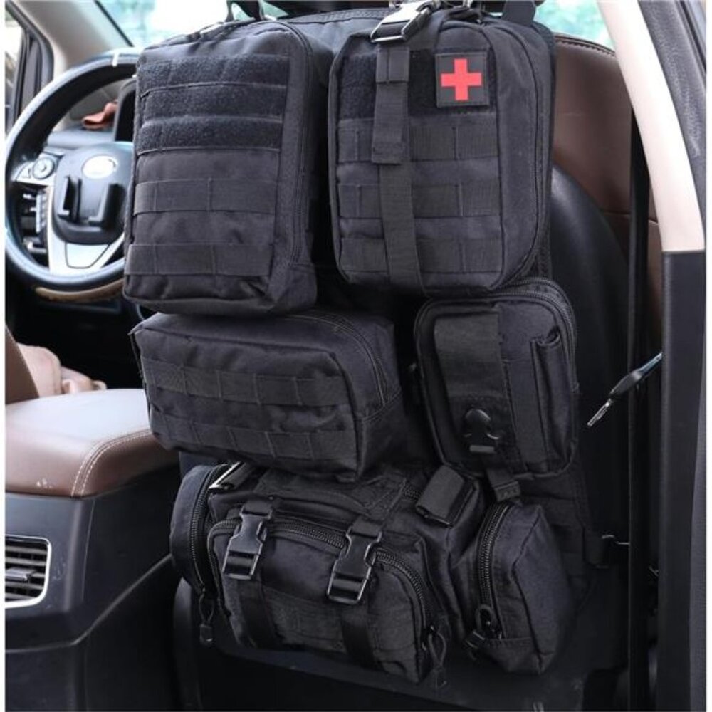 Tactical Car and Truck Seat Back Organizer, 5 Detachable Molle Pouches